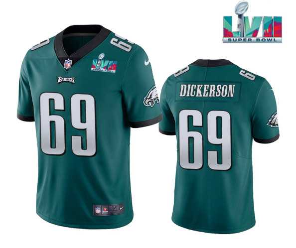 Men & Women & Youth Philadelphia Eagles #69 Landon Dickerson Green Super Bowl LVII Patch Vapor Untouchable Limited Stitched Jersey